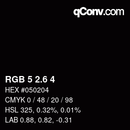 カラーコード: RGB 5 2.6 4 | qconv.com