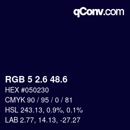 カラーコード: RGB 5 2.6 48.6 | qconv.com