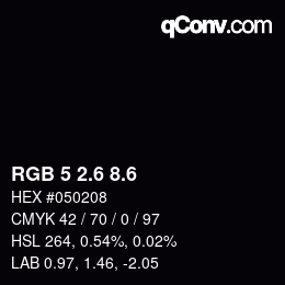 カラーコード: RGB 5 2.6 8.6 | qconv.com