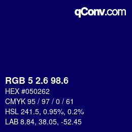 カラーコード: RGB 5 2.6 98.6 | qconv.com