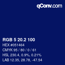 Color code: RGB 5 20.2 100 | qconv.com