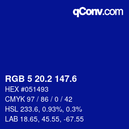 カラーコード: RGB 5 20.2 147.6 | qconv.com