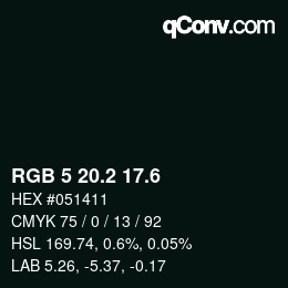 カラーコード: RGB 5 20.2 17.6 | qconv.com