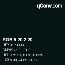 カラーコード: RGB 5 20.2 20 | qconv.com