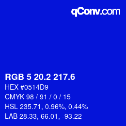 カラーコード: RGB 5 20.2 217.6 | qconv.com