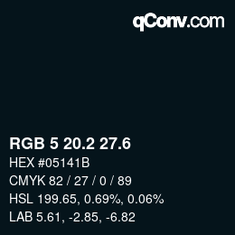 カラーコード: RGB 5 20.2 27.6 | qconv.com