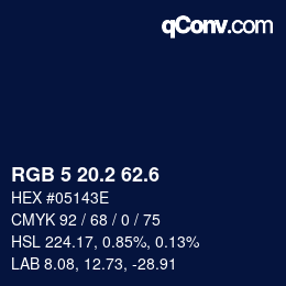 カラーコード: RGB 5 20.2 62.6 | qconv.com