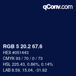 カラーコード: RGB 5 20.2 67.6 | qconv.com