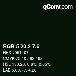 カラーコード: RGB 5 20.2 7.6 | qconv.com