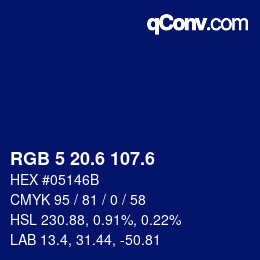 カラーコード: RGB 5 20.6 107.6 | qconv.com