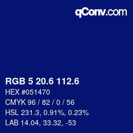 カラーコード: RGB 5 20.6 112.6 | qconv.com
