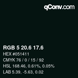 カラーコード: RGB 5 20.6 17.6 | qconv.com