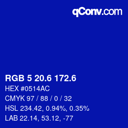 カラーコード: RGB 5 20.6 172.6 | qconv.com