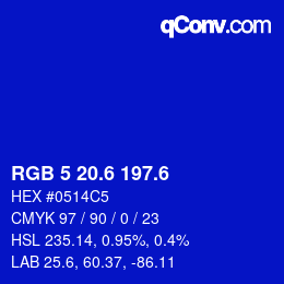 カラーコード: RGB 5 20.6 197.6 | qconv.com