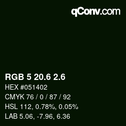 カラーコード: RGB 5 20.6 2.6 | qconv.com