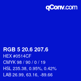 カラーコード: RGB 5 20.6 207.6 | qconv.com