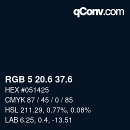 カラーコード: RGB 5 20.6 37.6 | qconv.com