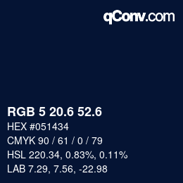 カラーコード: RGB 5 20.6 52.6 | qconv.com