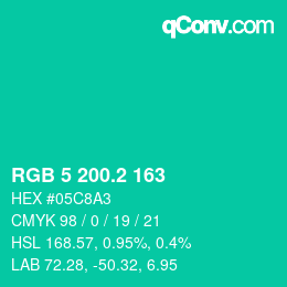 カラーコード: RGB 5 200.2 163 | qconv.com
