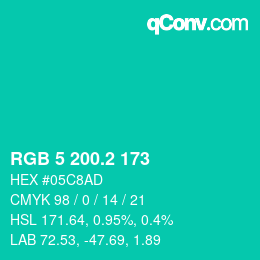 カラーコード: RGB 5 200.2 173 | qconv.com