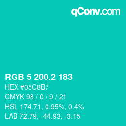 カラーコード: RGB 5 200.2 183 | qconv.com