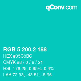 カラーコード: RGB 5 200.2 188 | qconv.com