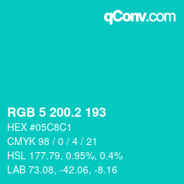カラーコード: RGB 5 200.2 193 | qconv.com