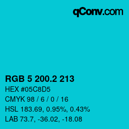 カラーコード: RGB 5 200.2 213 | qconv.com