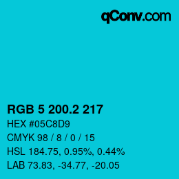 カラーコード: RGB 5 200.2 217 | qconv.com