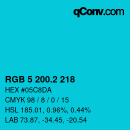 カラーコード: RGB 5 200.2 218 | qconv.com