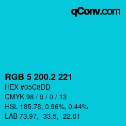 カラーコード: RGB 5 200.2 221 | qconv.com