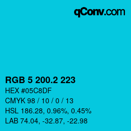 カラーコード: RGB 5 200.2 223 | qconv.com