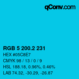 カラーコード: RGB 5 200.2 231 | qconv.com