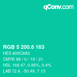カラーコード: RGB 5 200.6 163 | qconv.com