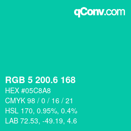カラーコード: RGB 5 200.6 168 | qconv.com