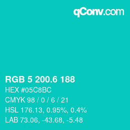 カラーコード: RGB 5 200.6 188 | qconv.com