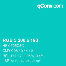 カラーコード: RGB 5 200.6 193 | qconv.com