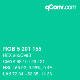 Color code: RGB 5 201 155 | qconv.com