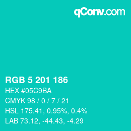 Color code: RGB 5 201 186 | qconv.com