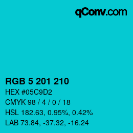 Color code: RGB 5 201 210 | qconv.com