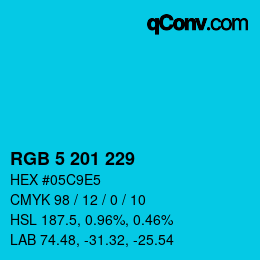 Color code: RGB 5 201 229 | qconv.com