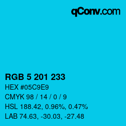 Color code: RGB 5 201 233 | qconv.com