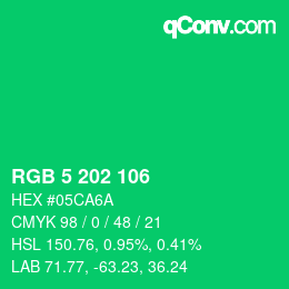 Color code: RGB 5 202 106 | qconv.com
