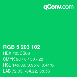 Color code: RGB 5 203 102 | qconv.com