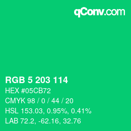 Color code: RGB 5 203 114 | qconv.com