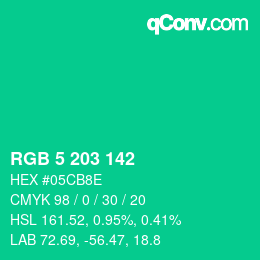 Color code: RGB 5 203 142 | qconv.com