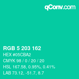 カラーコード: RGB 5 203 162 | qconv.com