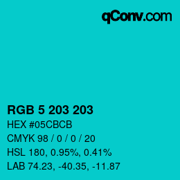 Color code: RGB 5 203 203 | qconv.com
