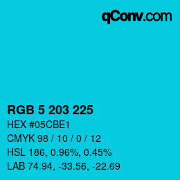 颜色代码: RGB 5 203 225 | qconv.com