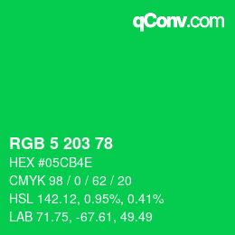 Color code: RGB 5 203 78 | qconv.com